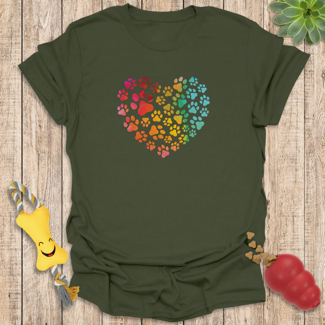 Rainbow Pawprint Heart
