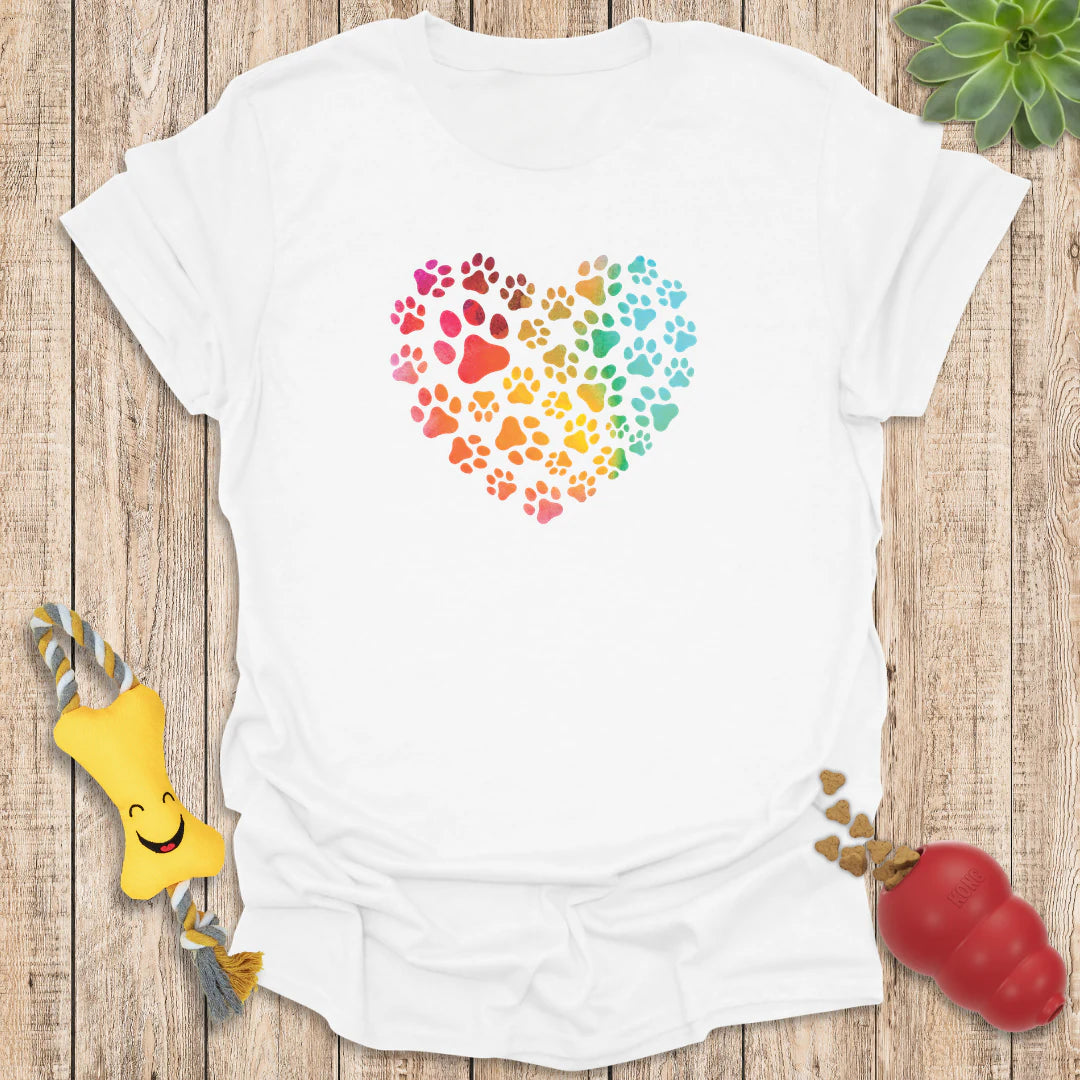Rainbow Pawprint Heart