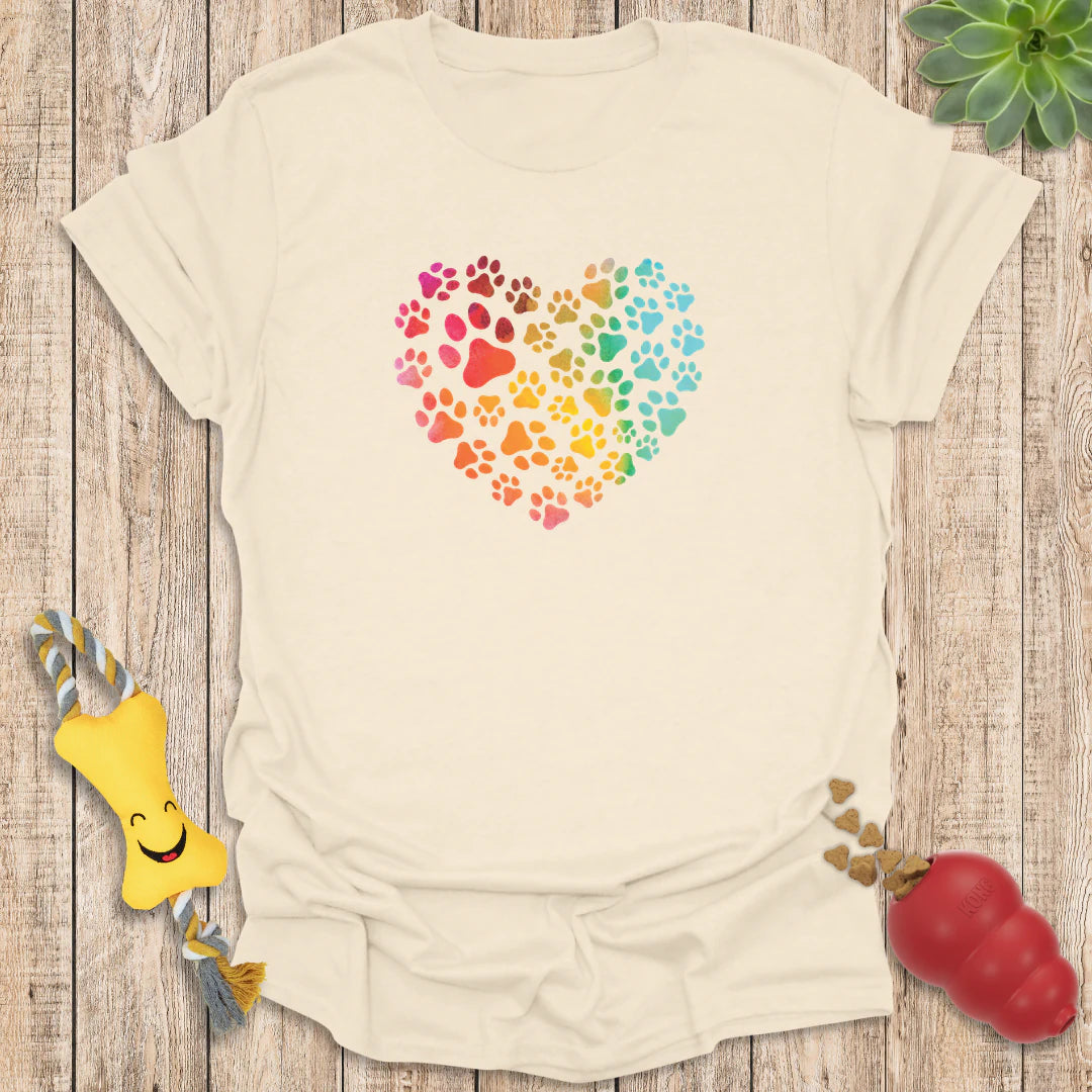 Rainbow Pawprint Heart