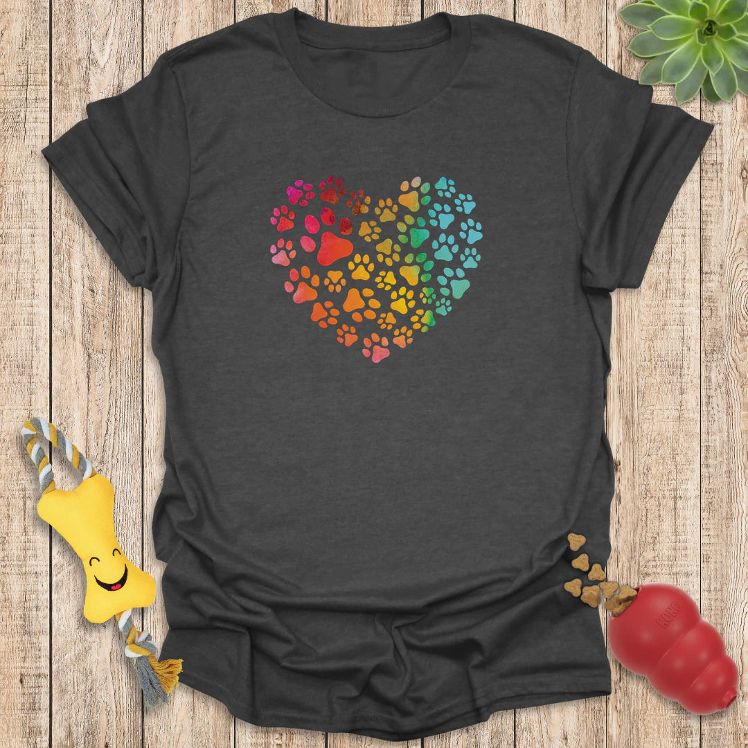 Rainbow Pawprint Heart