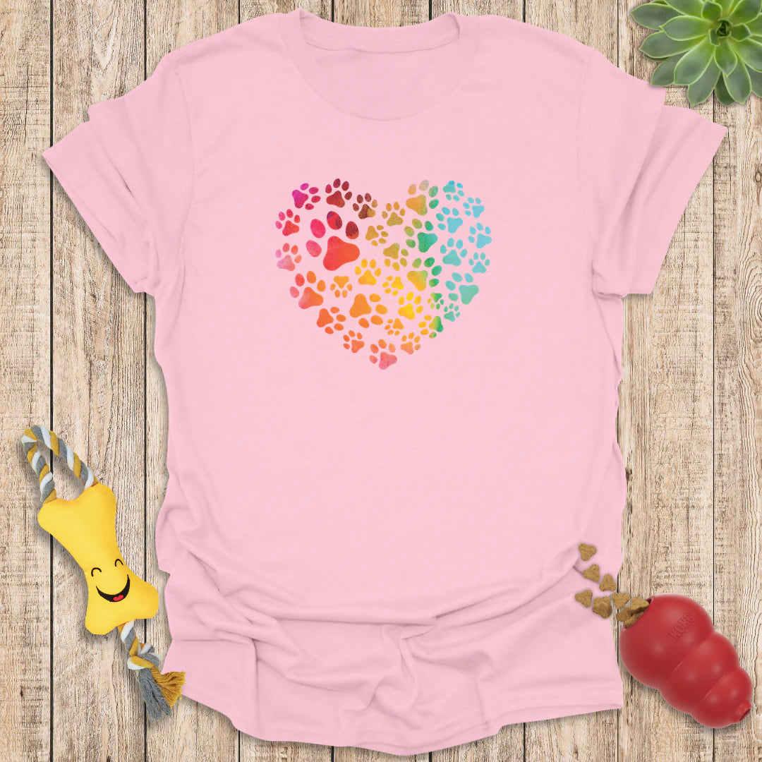 Rainbow Pawprint Heart