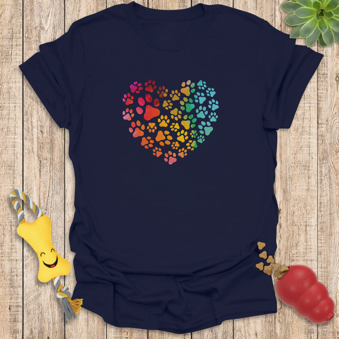 Rainbow Pawprint Heart