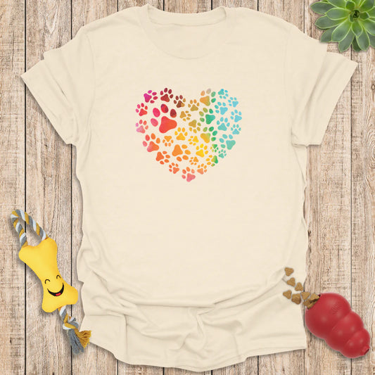 Rainbow Pawprint Heart